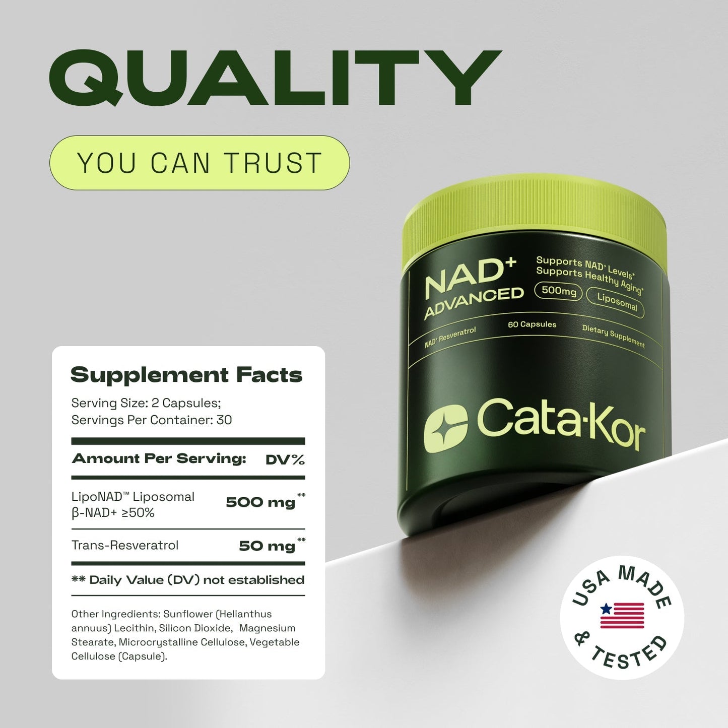 High Purity NAD Supplement for Anti-Aging, Energy Supplements, Focus